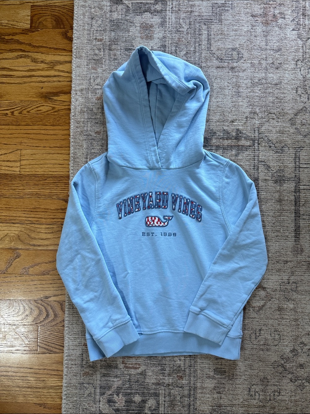 Vineyard Vines Baby Blue Pullover Hoodie with Embroidered Logo